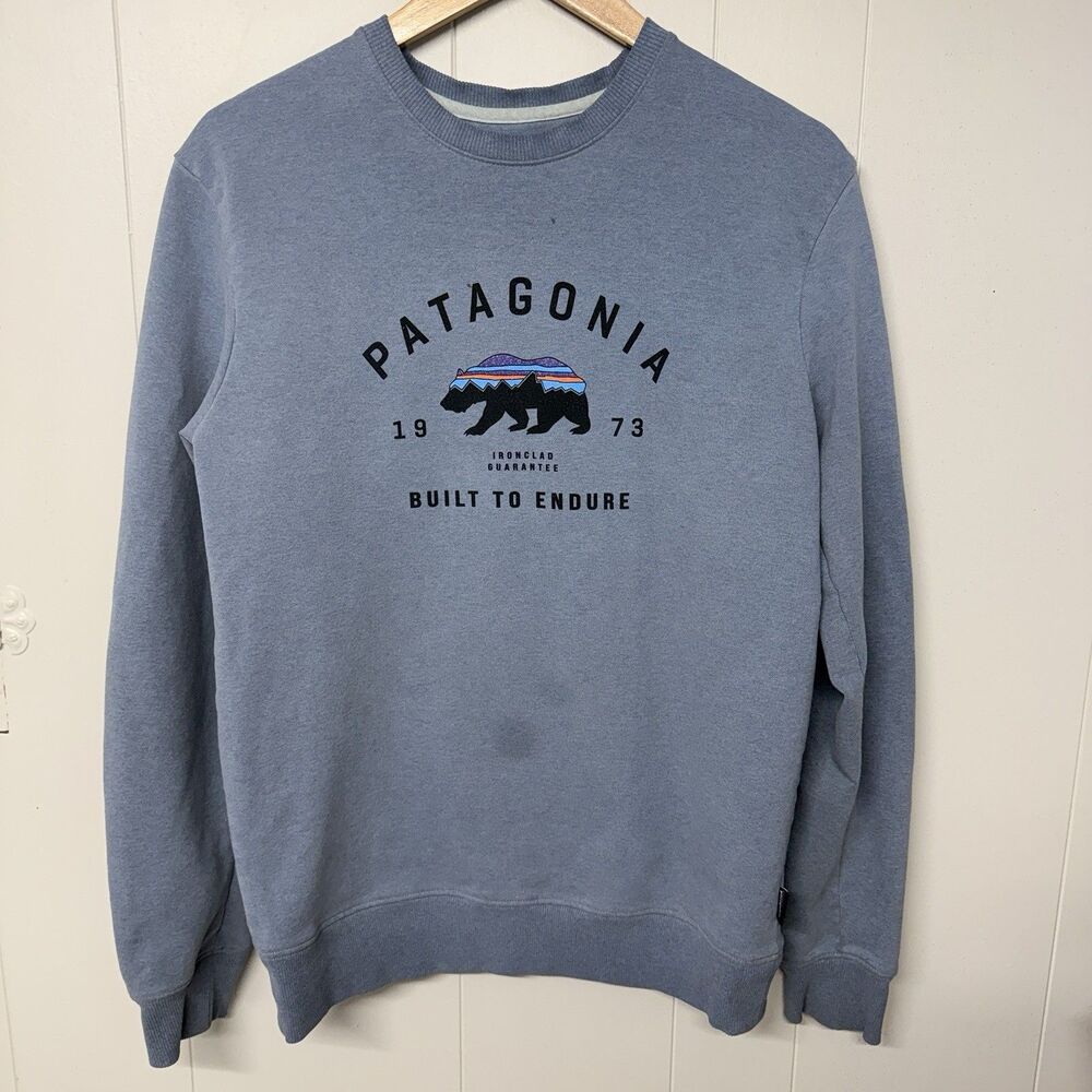 Patagonia Uprisal Crewneck Sweatshirt Arched Fitz Roy Bear Shadow Blue Men S GUC